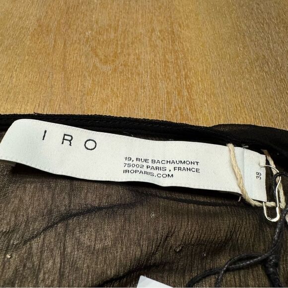 IRO Paris Lonila Ruffled Glitter-Embellished Georgette Blouse Medium Sz 36 Black - Picture 8 of 16